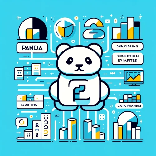 DALL·E 2024 05 04 14.12.52 A simple and clear graphic focusing on the Python library Pandas used in data science and AI. The image should illustrate the Pandas logo along with scaled