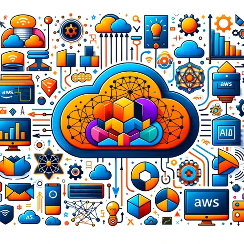 DALL·E 2024 05 04 16.56.34 A vibrant and educational graphic illustrating the use of Amazon Web Services AWS for AI services and computing power. The image should depict eleme scaled