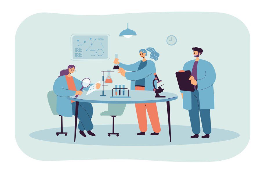 happy scientist making research laboratory isolated flat illustration 74855 15453